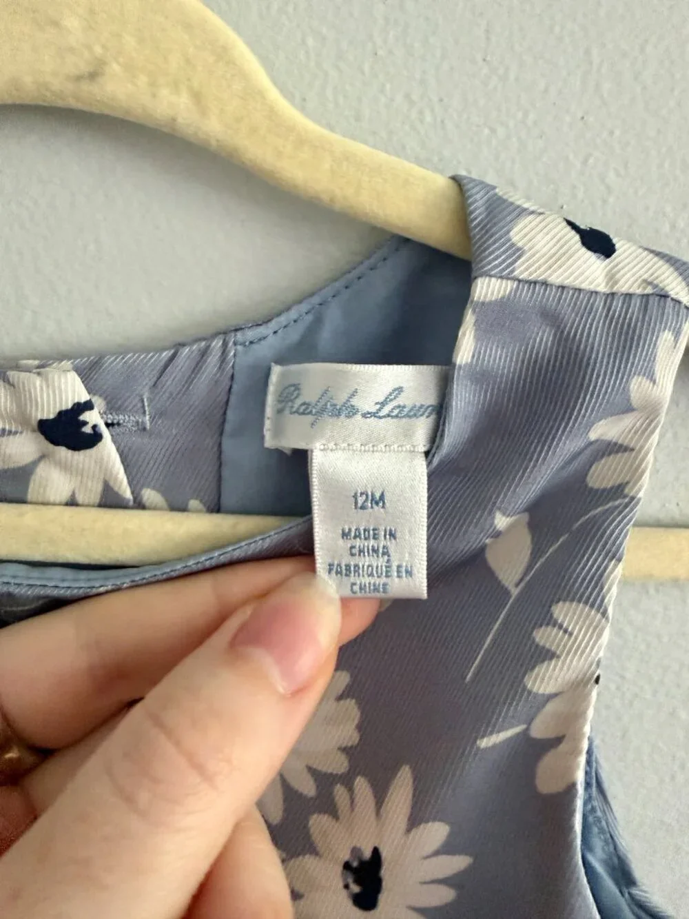 Ralph Lauren Baby Girls Blue Floral Sleeveless Party Dress 12M